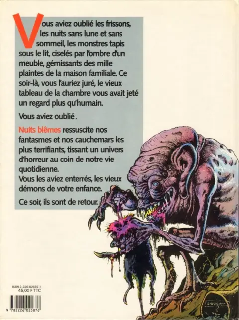 Verso de l'album Bruce Jones présente Tome 1 Nuits blêmes