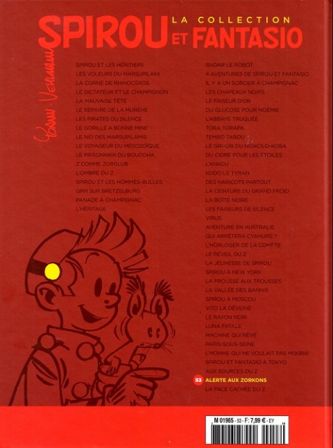 Verso de l'album Spirou et Fantasio La collection Tome 53 Alerte aux Zorkons
