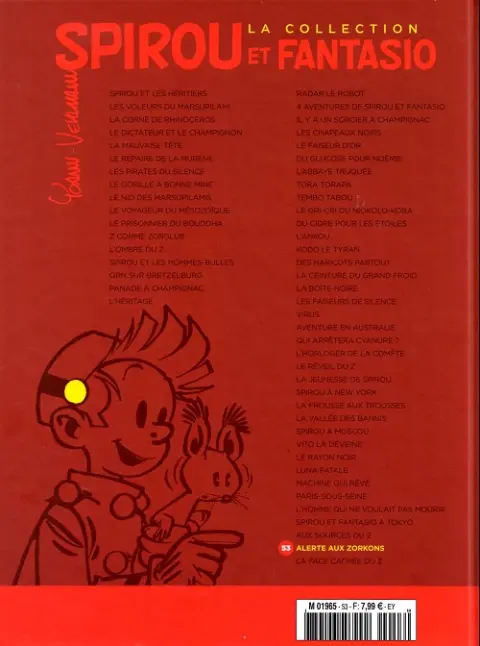 Verso de l'album Spirou et Fantasio La collection Tome 53 Alerte aux Zorkons