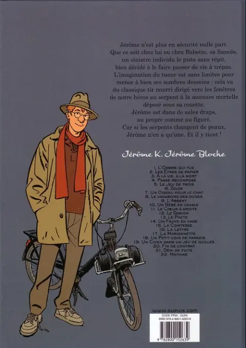Verso de l'album Jérôme K. Jérôme Bloche Tome 20 Fin de contrat