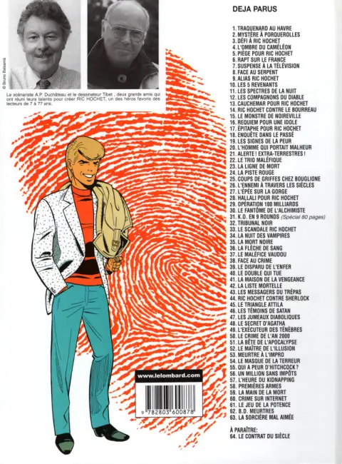 Verso de l'album Ric Hochet Tome 16 Requiem pour une idole