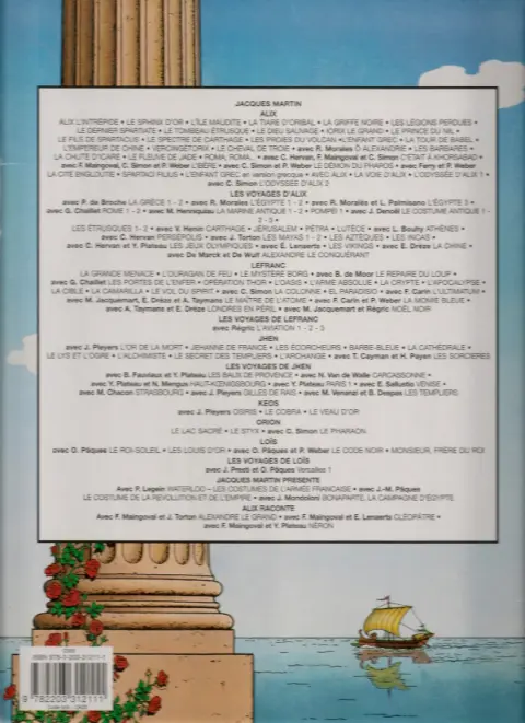 Verso de l'album Alix Tome 11 Le prince du Nil