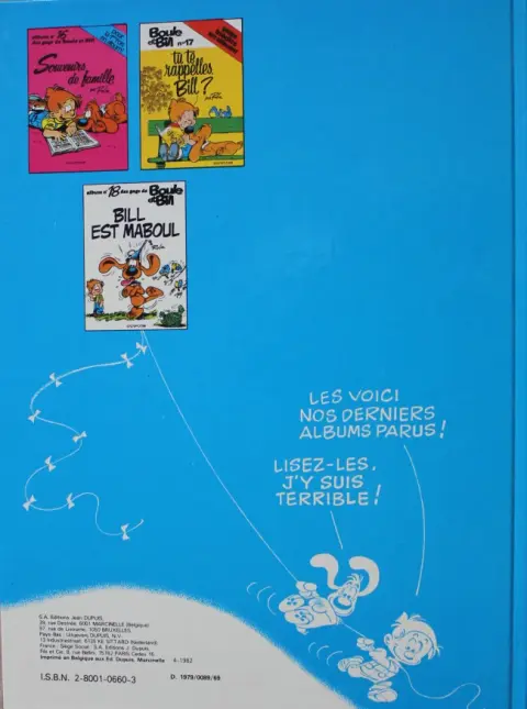Verso de l'album Boule & Bill Tome 16 Souvenirs de famille