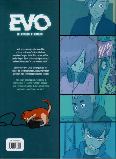 Verso de l'album Evo, une histoire de gamers 1 Connexion