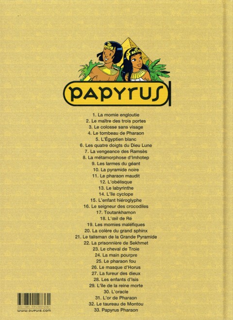 Verso de l'album Papyrus Tome 16 Le seigneur des crocodiles
