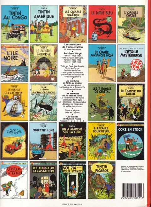 Verso de l'album Tintin Tome 22 Vol 714 pour Sydney