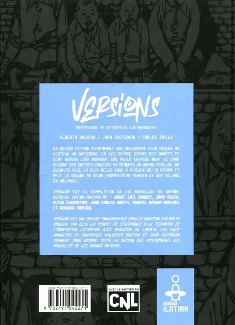 Verso de l'album Versions Adaptations de littérature Sud-Américaine