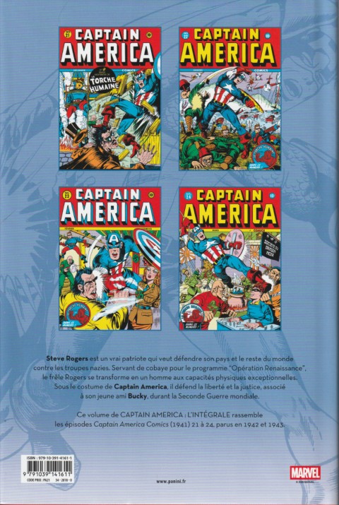 Verso de l'album Captain America - L'intégrale Tome 22 1942-1943
