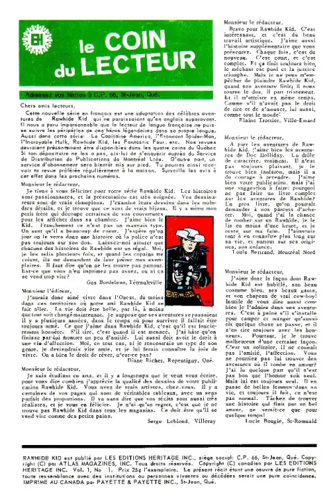 Verso de l'album Rawhide Kid N° 1 Le redoutable Doc Holliday !