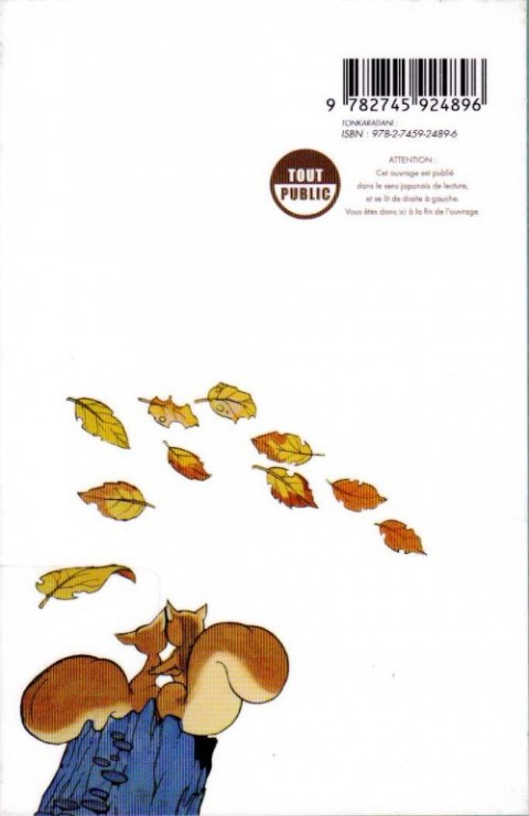 Verso de l'album Tonkaradani Un recueil de contes par Osamu Tezuka