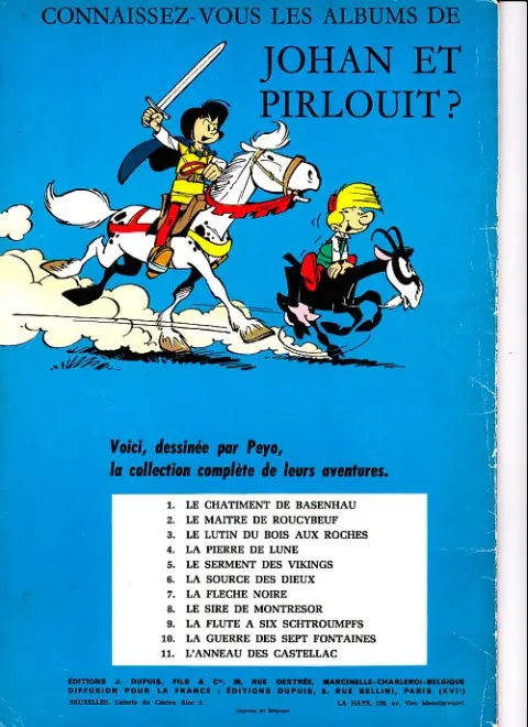 Verso de l'album Johan et Pirlouit Tome 4 La pierre de lune
