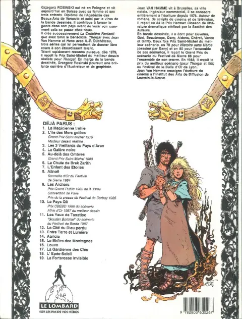 Verso de l'album Thorgal Tome 4 La galère noire