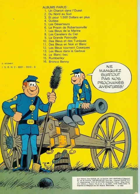 Verso de l'album Les Tuniques Bleues Tome 3 Et pour quinze cents dollars en plus