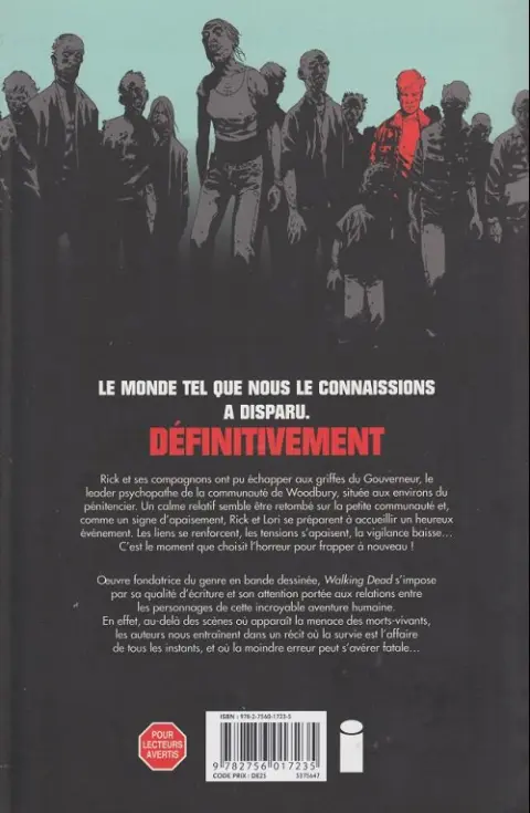 Verso de l'album Walking Dead Tome 7 Dans l'œil du cyclone