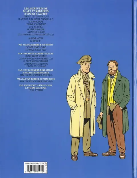 Verso de l'album Blake et Mortimer Tome 23 Le Bâton de Plutarque