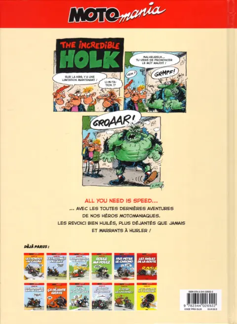 Verso de l'album Moto mania Tome 13 Pas plus vite qu'à fond !
