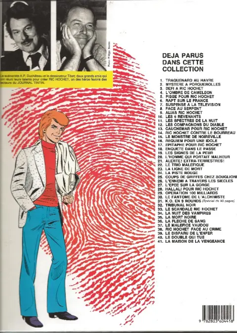 Verso de l'album Ric Hochet Tome 38 Face au crime