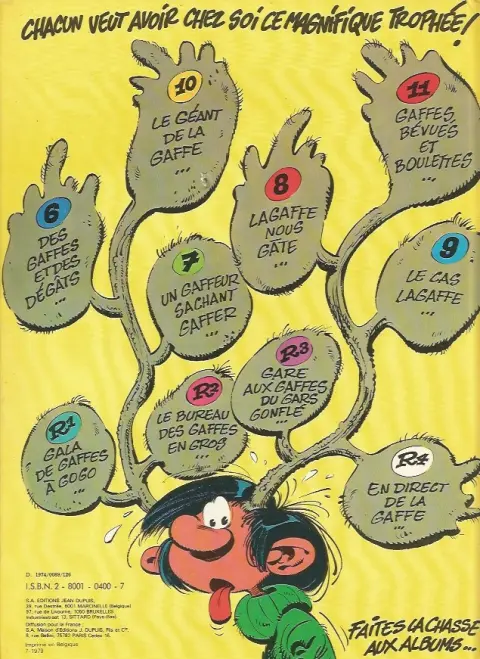 Verso de l'album Gaston Tome 12 Le gang des gaffeurs