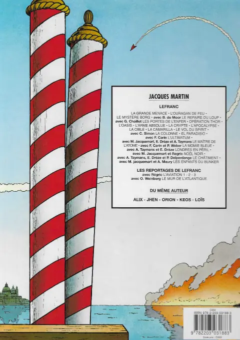 Verso de l'album Lefranc Tome 23 l'éternel Shogun