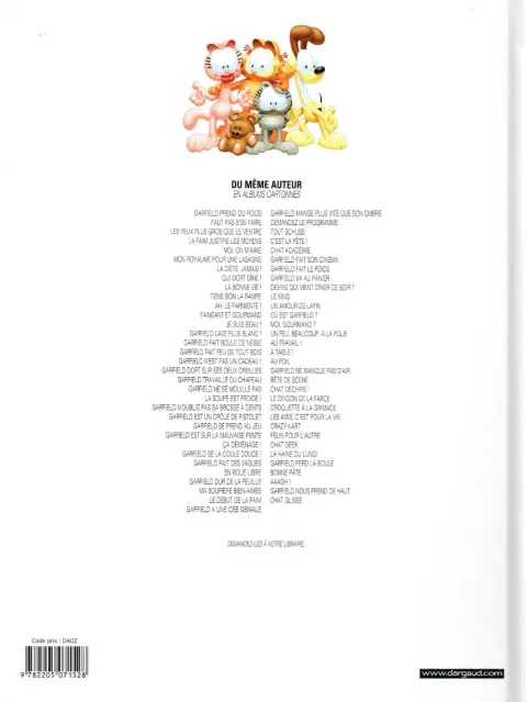 Verso de l'album Garfield Tome 57 Crazy Kart