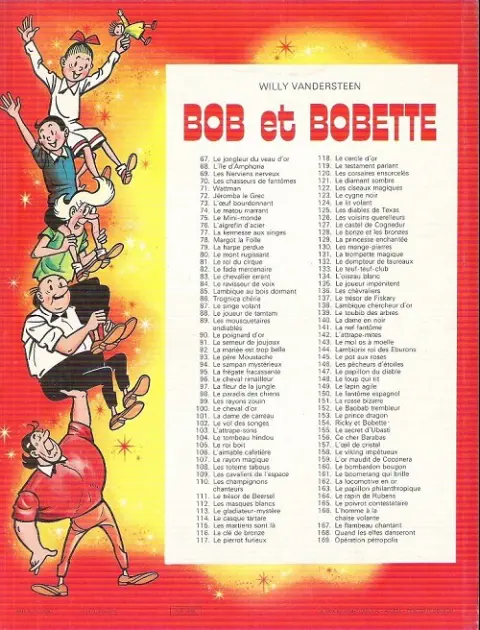 Verso de l'album Bob et Bobette Tome 116 La clé de bronze