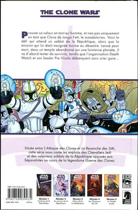 Verso de l'album Star Wars - The Clone Wars Mission 5 Le temple perdu