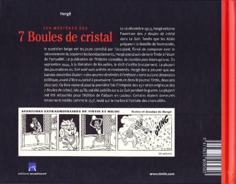 Verso de l'album Les mystères des 7 Boules de cristal
