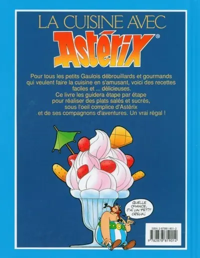 Verso de l'album Astérix La cuisine avec Astérix, pour petits Gaulois débrouillards et gourmands