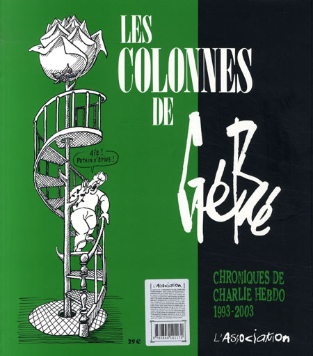Verso de l'album Les colonnes de Gébé - Chroniques de Charlie hebdo 1993-2003