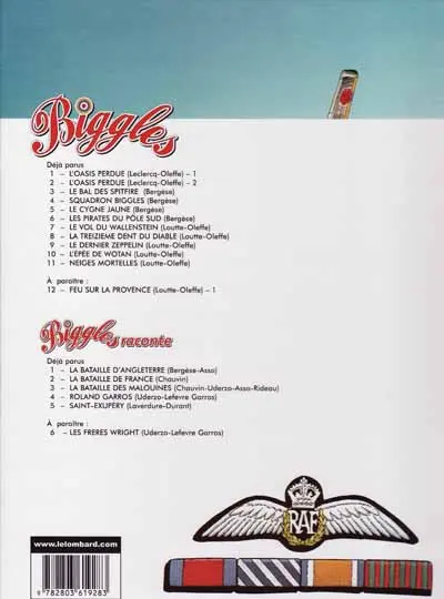 Verso de l'album Biggles Tome 9 La 13e Dent du Diable
