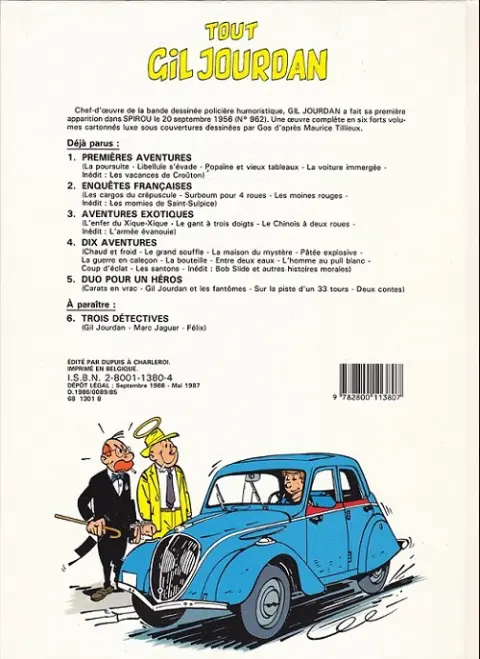 Verso de l'album Gil Jourdan Tout Gil Jourdan Tome 4 Dix aventures