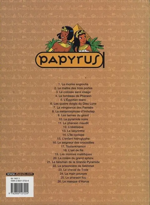 Verso de l'album Papyrus Tome 2 Le maître des trois portes
