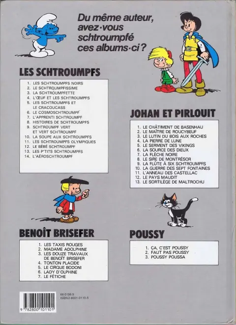 Verso de l'album Les Schtroumpfs Tome 3 La Schtroumpfette