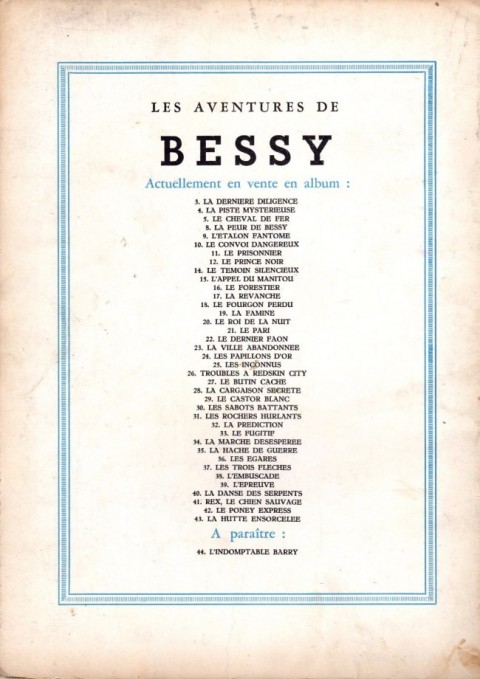 Verso de l'album Bessy Tome 43 La hutte ensorcelée