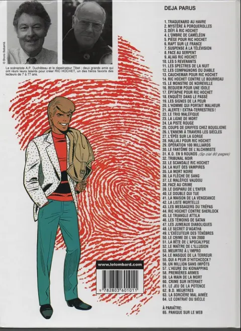 Verso de l'album Ric Hochet Tome 32 Tribunal noir