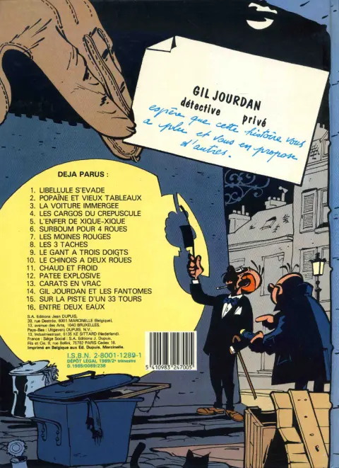 Verso de l'album Gil Jourdan Tome 14 Gil Jourdan et les fantômes
