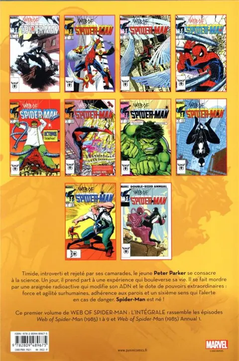 Verso de l'album Web of Spider-man - l'intégrale Volume 1 1985
