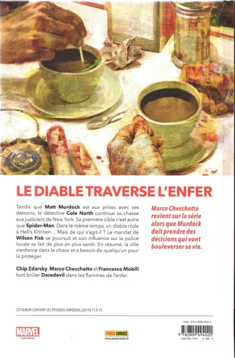 Verso de l'album Daredevil 3 L'enfer