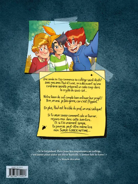 Verso de l'album Le codex de Théo ! 1 Jack le harceleur