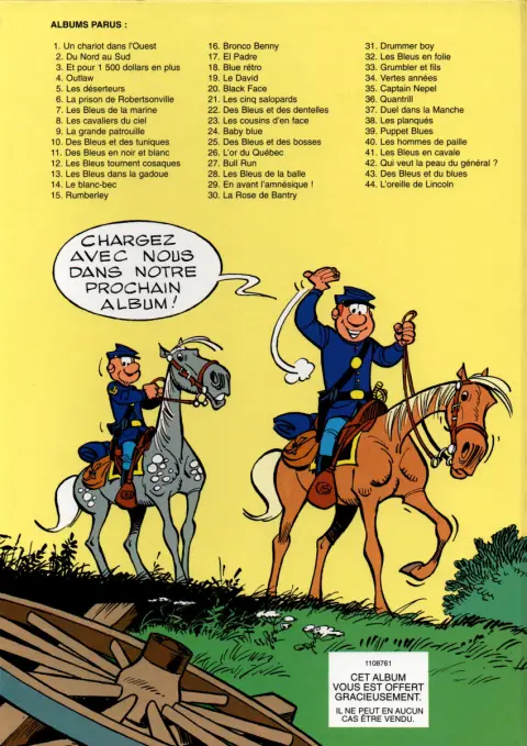 Verso de l'album Les Tuniques Bleues Tome 19 Le David