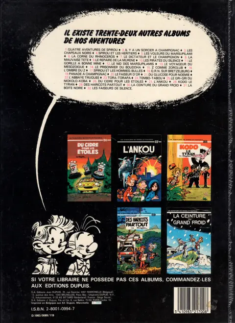 Verso de l'album Spirou et Fantasio Tome 31 La boîte noire