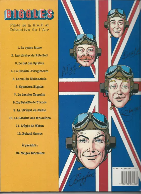 Verso de l'album Biggles Tome 12 Roland Garros