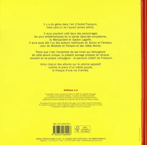 Verso de l'album Franquin, chronologie d'une Œuvre