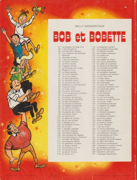 Verso de l'album Bob et Bobette Tome 93 le père Moustache