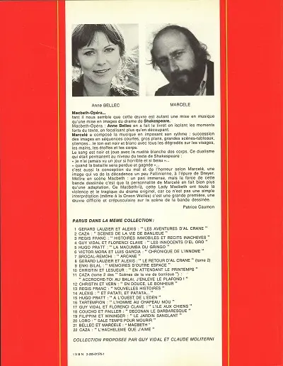 Verso de l'album Macbeth