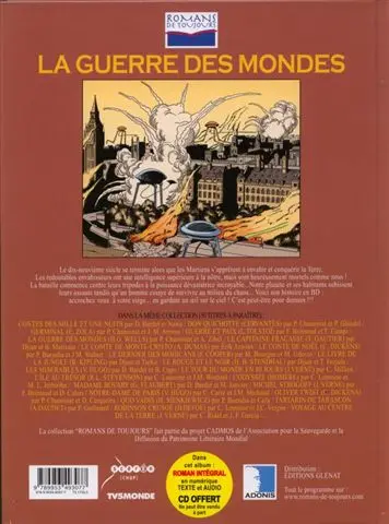 Verso de l'album Romans de toujours La Guerre des Mondes