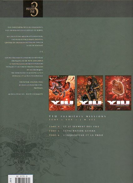 Verso de l'album Yiu Premières missions Tomes 4 à 6