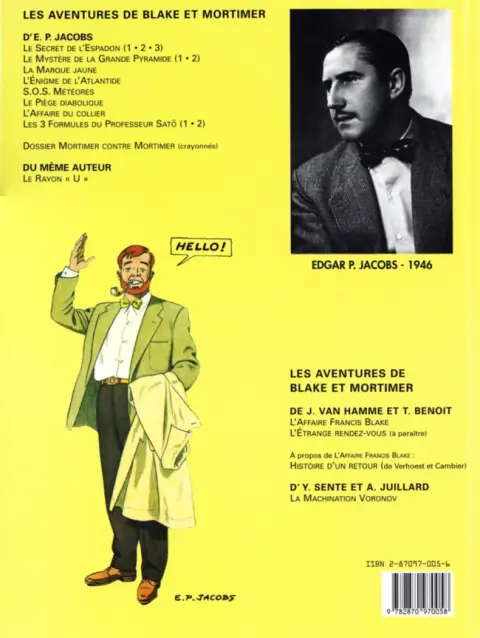 Verso de l'album Blake et Mortimer Tome 3 Le Secret de l'Espadon