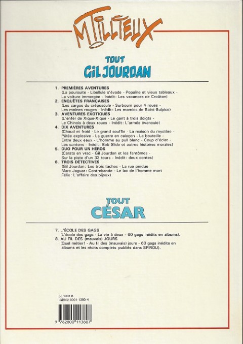 Verso de l'album Gil Jourdan Tout Gil Jourdan Tome 4 Dix aventures