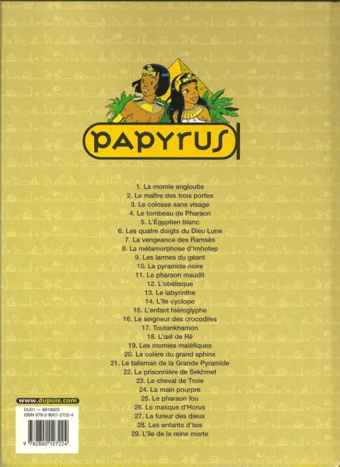 Verso de l'album Papyrus Tome 2 Le maître des trois portes
